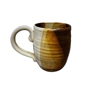 Handmade Studio Pottery Mug – Swirled Earth Tone Glaze – Signed "Vail" – 14oz